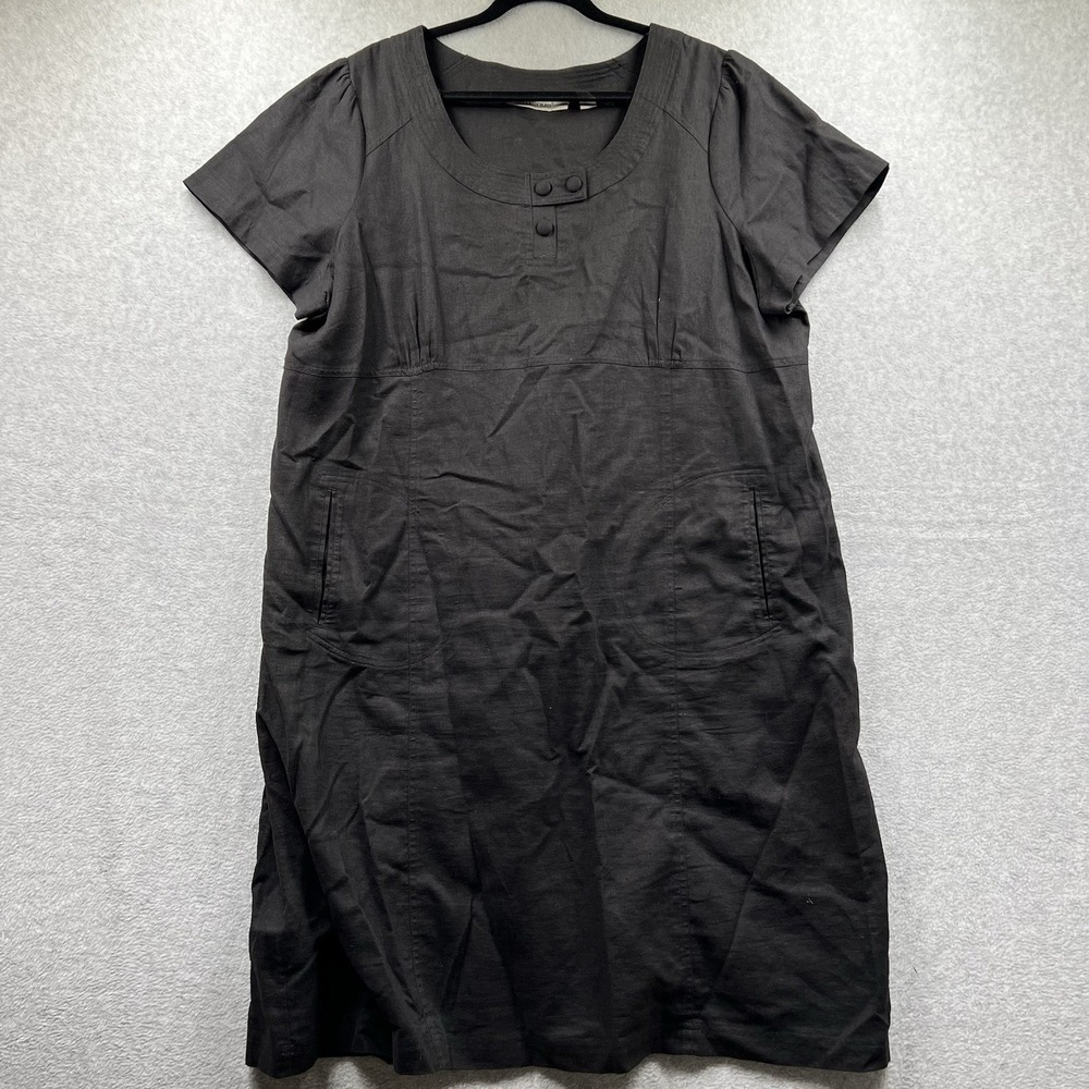 Avenue Womens 24 Black Basic Minimalist Linen Blend Shift Dress Lagenlook